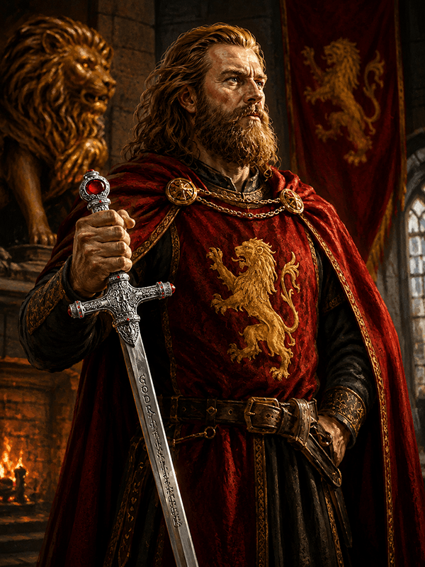 Godric Gryffindor wielding his sword Godric Gryffindor wielding his sword