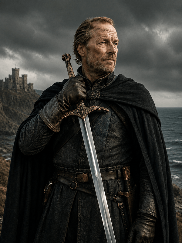 Ser Jorah Mormont wielding his Heartsbane sword Ser Jorah Mormont wielding his Heartsbane sword