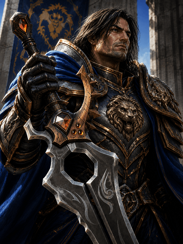 Varian Wrynn wielding the Shalamayne sword Varian Wrynn wielding the Shalamayne sword